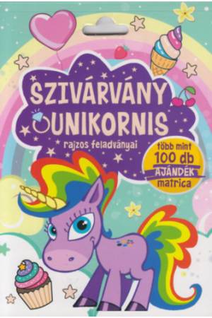 Szivárvány unikornis rajzos feladványai - Több mint 100 db ajándék matrica