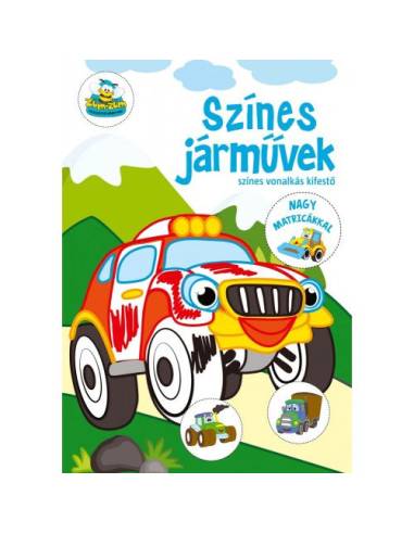 Színes járművek - Színes vonalkás kifestő