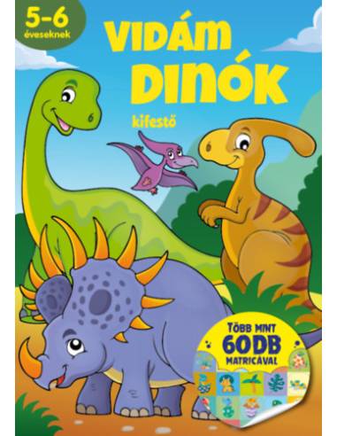 Vidám dinók - kifestő - Több mint 60 db matricával