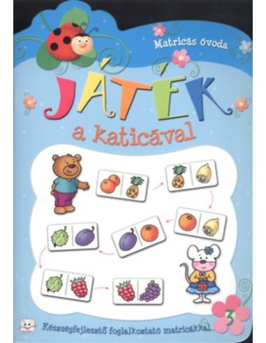 Játék a katicával 3.  (kék) - Készségfejlesztő foglalkoztató matricákkal
