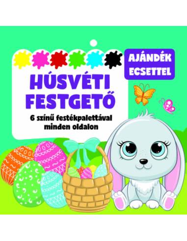 Húsvéti festegető - 6 színű festékpalettával minden oldalon - ajándék ecsettel