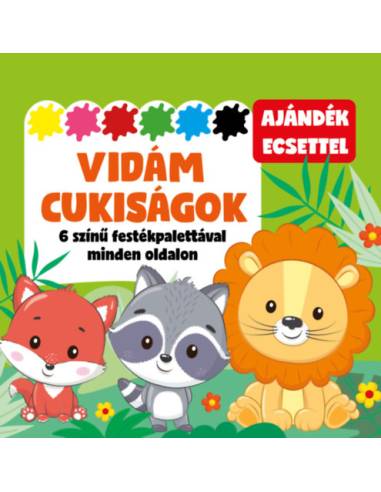 Vidám cukiságok - 6 színű festékpalettával minden oldalon - ajándék ecsettel