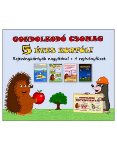 Gondolkodó csomag 5 éves kortól! - Rejtvénykártyák nagyítóval + 4 rejtvényfüzet