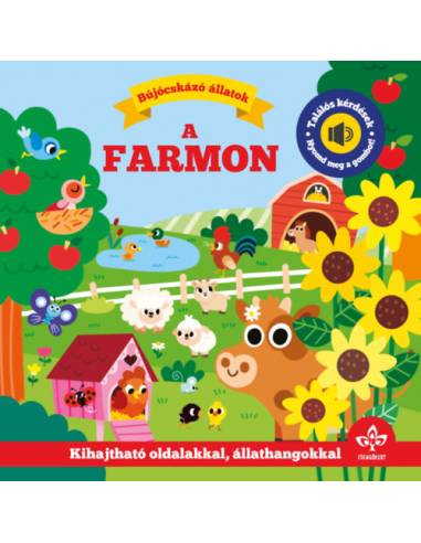 Bújócskázó állatok a farmon - Találós kérdések kihajtható oldalakkal, állathangokkal - Nyomd meg a gombot!