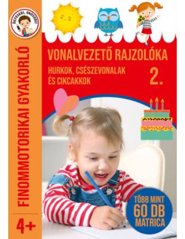 Vonalvezető rajzolóka 2. - Hurkok, csészevonalak és cikcakkok - Finommotorikai gyakorló - Több mint 60 db matrica