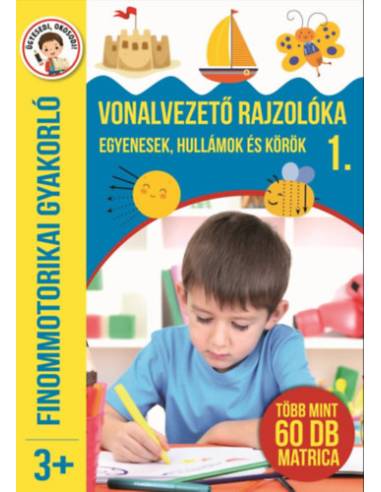 Vonalvezető rajzolóka 1. - Egyenesek, hullámok és körök - Finommotorikai gyakorló - Több mint 60 db matrica